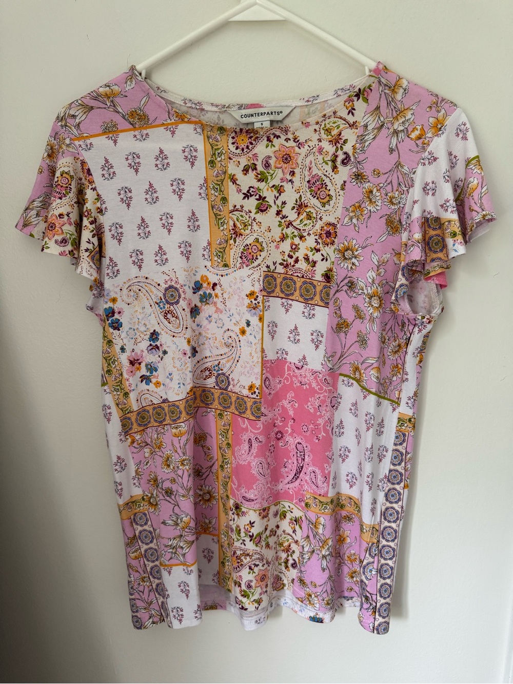 Counterparts Pink Multi-Print Patchwork Short Sleeve Top